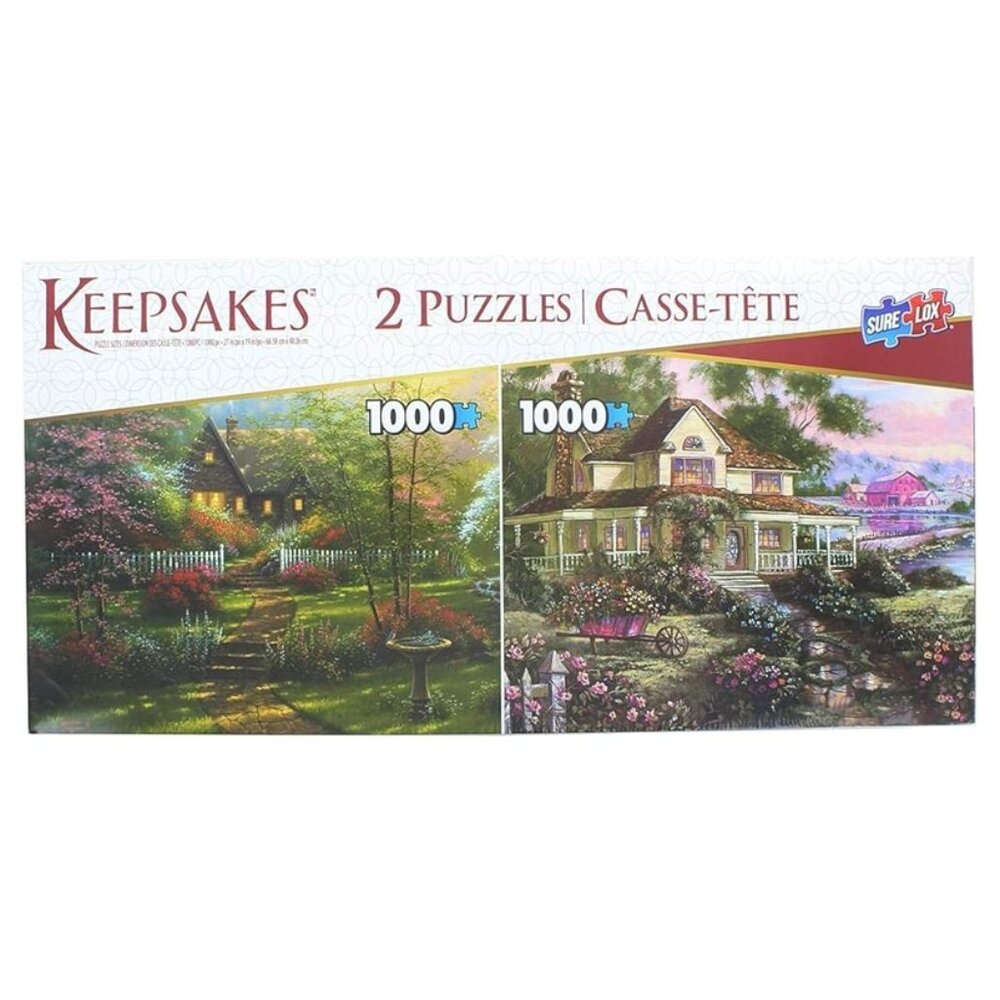 Set of 2 Keepsakes 1000pcs Puzzle | Country Welcome & Dogwood Cottage New Sealed
